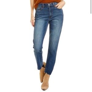 Joe’s Jeans High Waist Raw Hem Ankle Straight Leg Denim Size 31 dark wash Sz 12